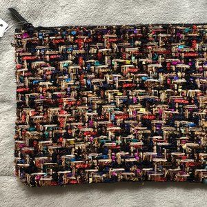 NORDSTROM - multicolor metallic tweed zip clutch